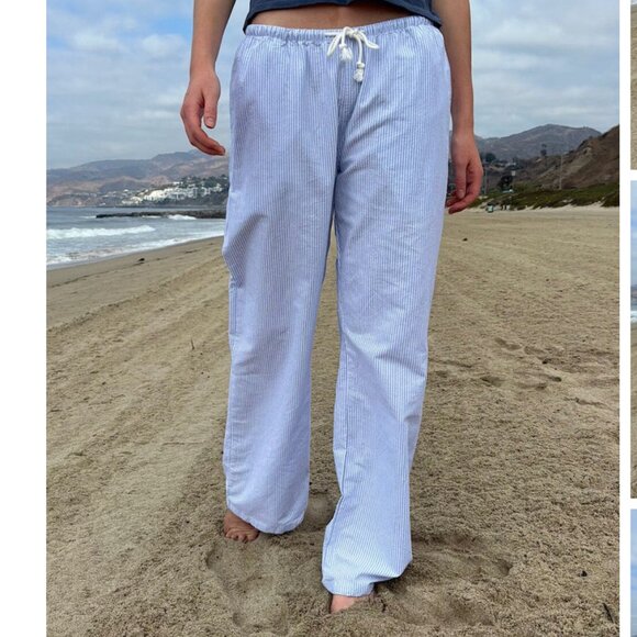 Brandy Melville Anastasia Pants – White/Blue Stripe – Excellent Condition - Picture 2 of 4